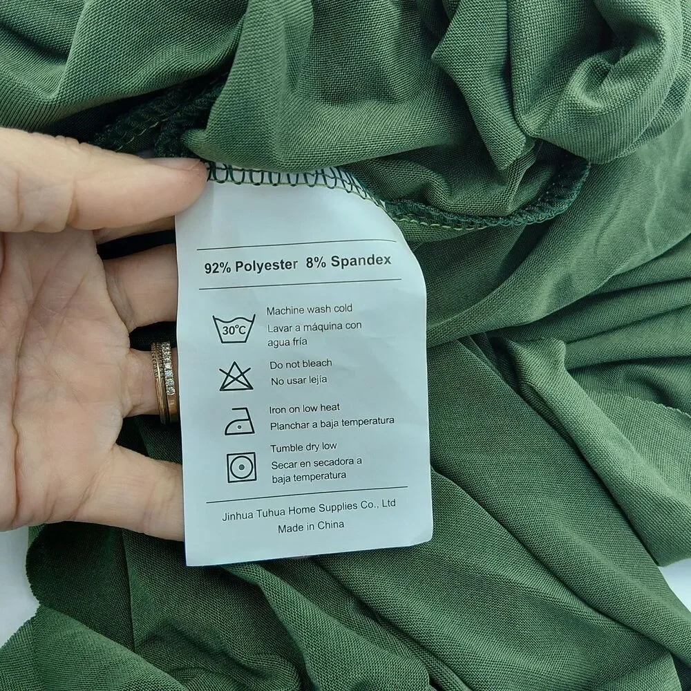 Olive Green Spandex Stretchy Tablecloth For 6ft Rectangular Table With Ruffles